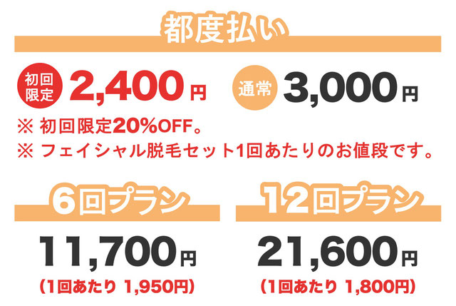 フェイシャル脱毛セット